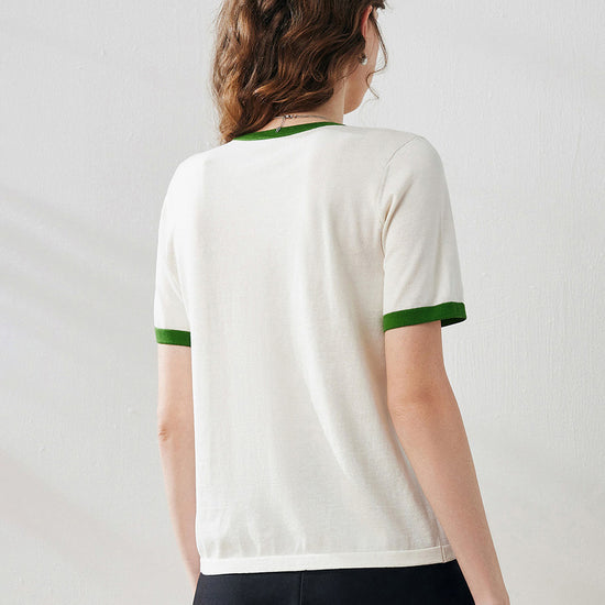 COMOBOCA Women's Retro Ringer Cotton Silk T-Shirt