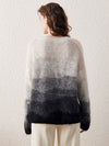 COMOBOCA Women's Mohair Crew Neck Gradient Knit Sweater