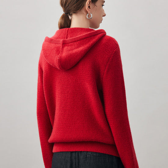 COMOBOCA 100% Cashmere Women's Half Zip Hoodie