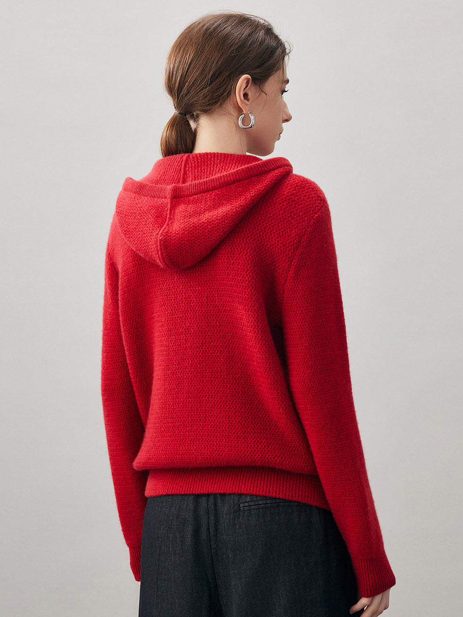 COMOBOCA 100% Cashmere Women's Half Zip Hoodie