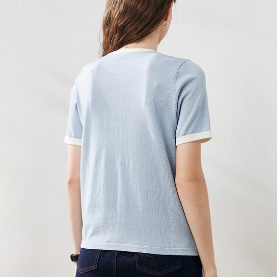 COMOBOCA Women's Retro Ringer Cotton Silk T-Shirt