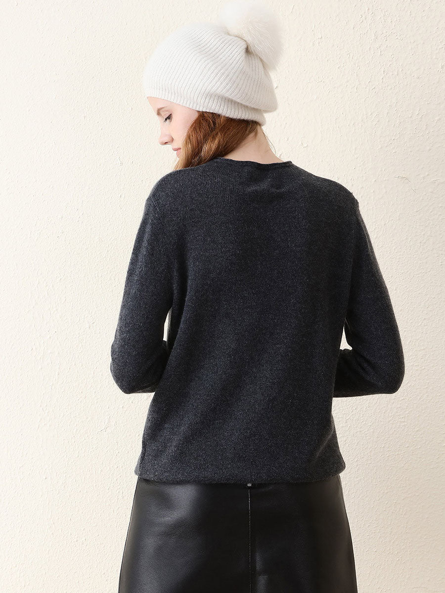 COMOBOCA 100% Cashmere Women's Round Neck Knit sweater