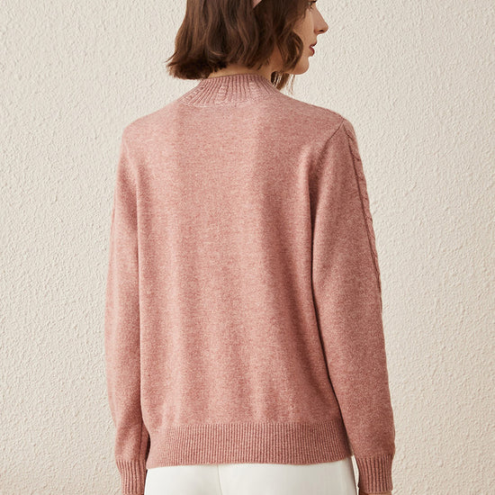 COMOBOCA 100% Cashmere Women's Ribbed Cable Knit Sweater