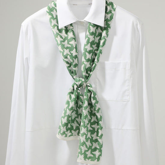 COMOBOCA Green 100% Mulberry Silk Women's Butterfly Print Scarf