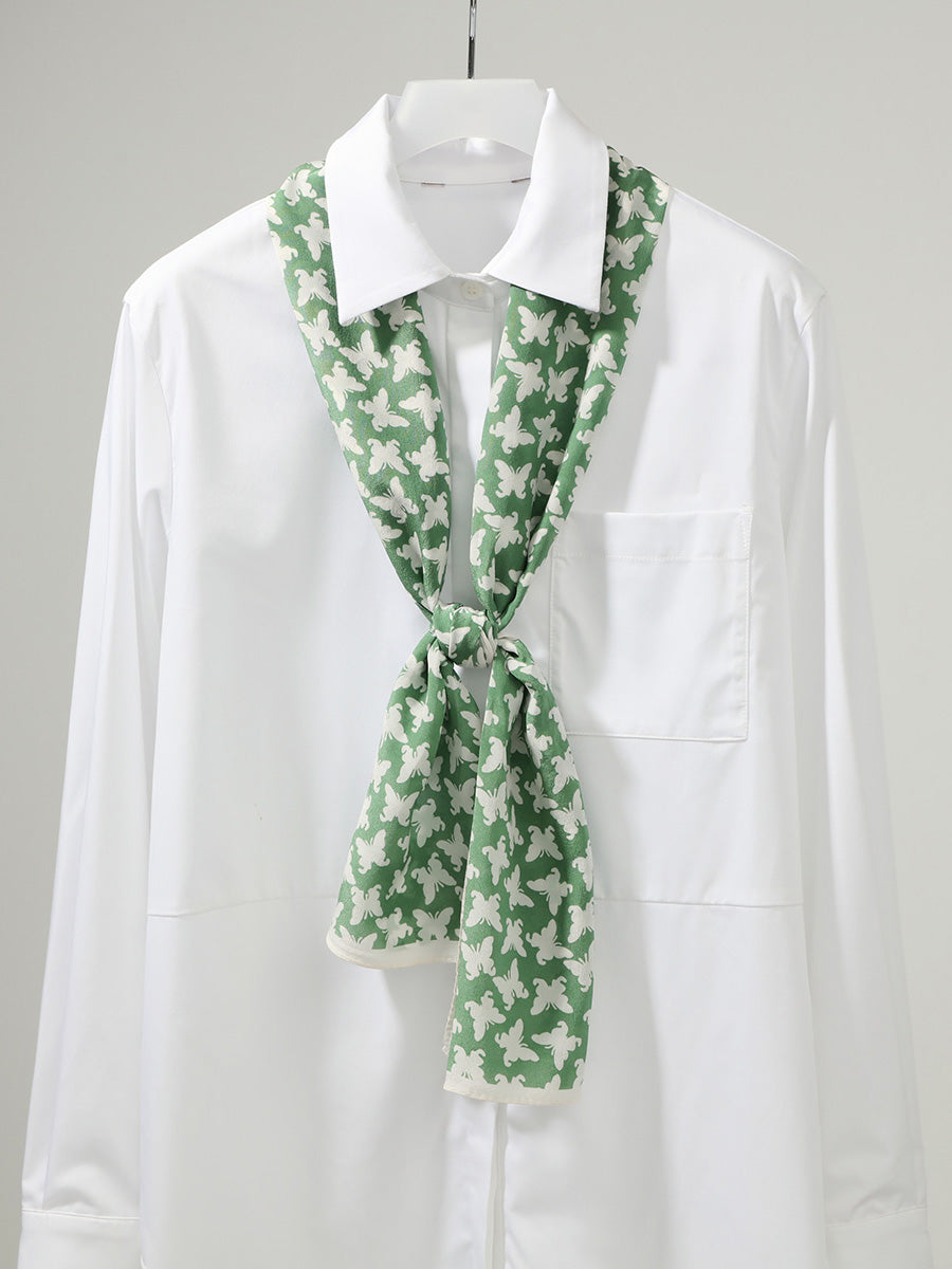 COMOBOCA Green 100% Mulberry Silk Women's Butterfly Print Scarf