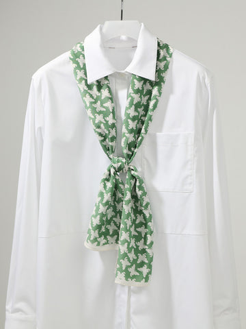 COMOBOCA Green 100% Mulberry Silk Women's Butterfly Print Scarf