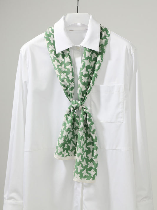 COMOBOCA Green 100% Mulberry Silk Women's Butterfly Print Scarf