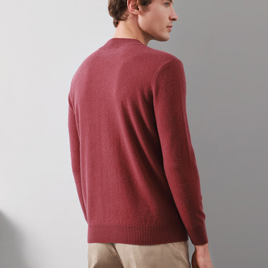 COMOBOCA 100% Cashmere Men's Mock Neck Knit Sweater