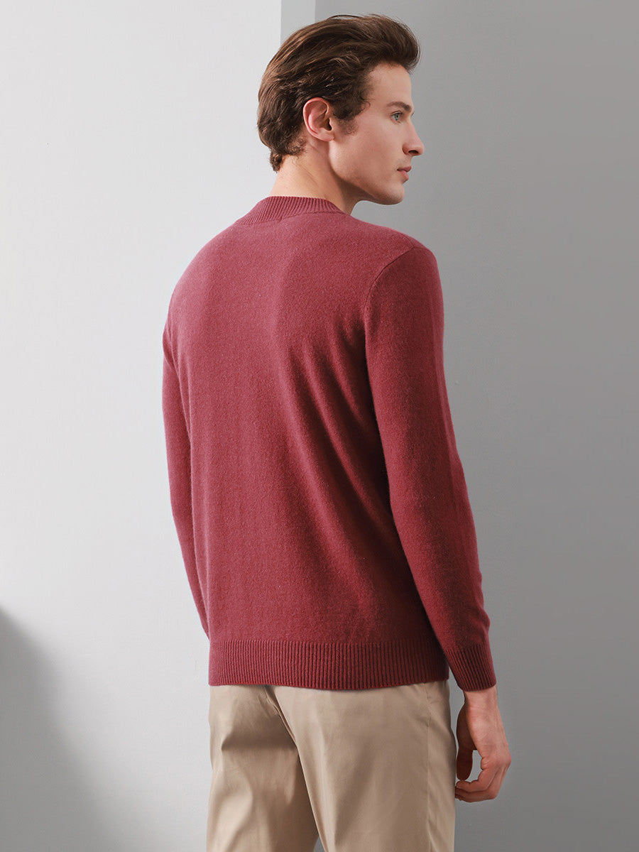 COMOBOCA 100% Cashmere Men's Mock Neck Knit Sweater