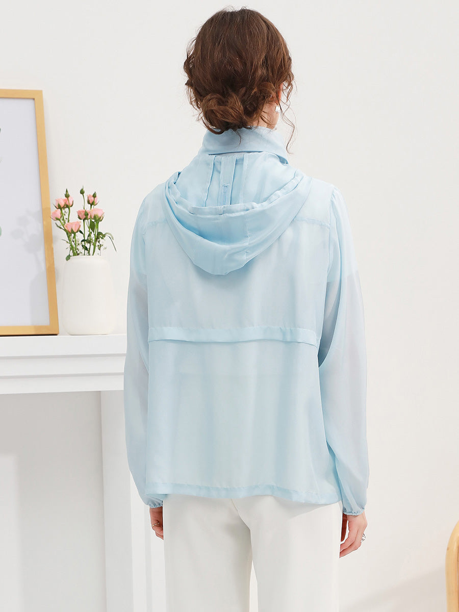 COMOBOCA 100% Mulberry Silk Women's Zip Up Hooded Jacket