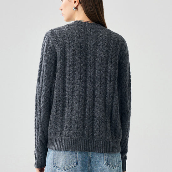 COMOBOCA 100% Cashmere Women's Chunky Cable Knit Sweater