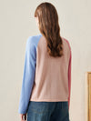 COMOBOCA 100% Wool Women's Color Block Knit Sweater