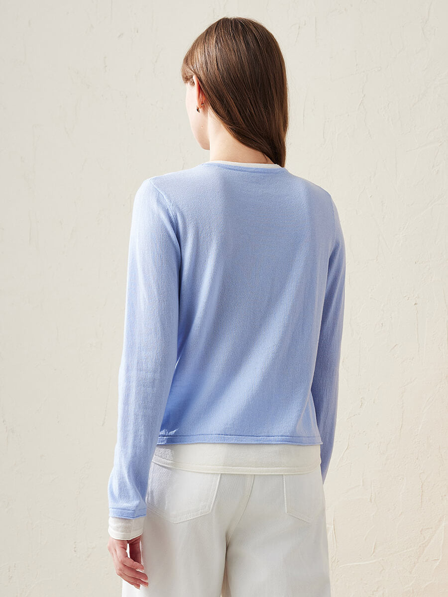 COMOBOCA 100% Wool Chic Layered Look Sweater for Women