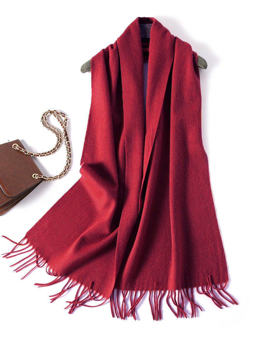 COMOBOCA 100% Wool Fringe Versatile Scarf
