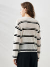 COMOBOCA Women's Striped Ribbed Round Neck Sweater