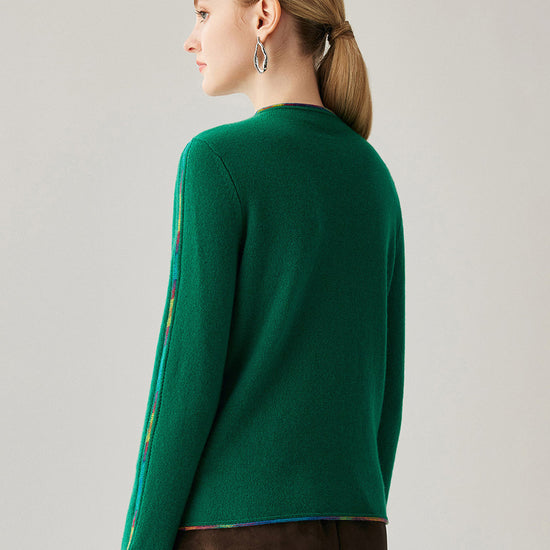 COMOBOCA 100% Cashmere Women's Sweater with Built-in Collar