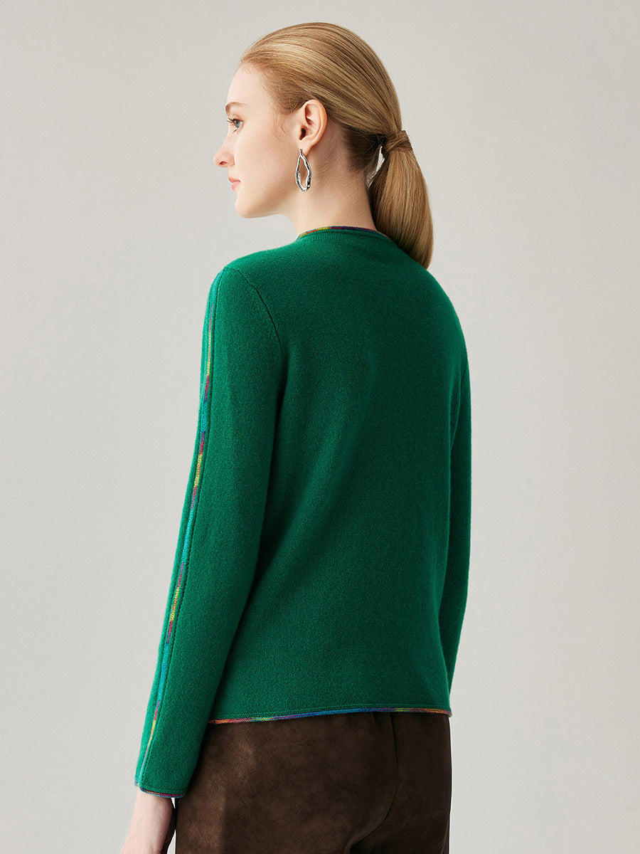 COMOBOCA 100% Cashmere Women's Sweater with Built-in Collar