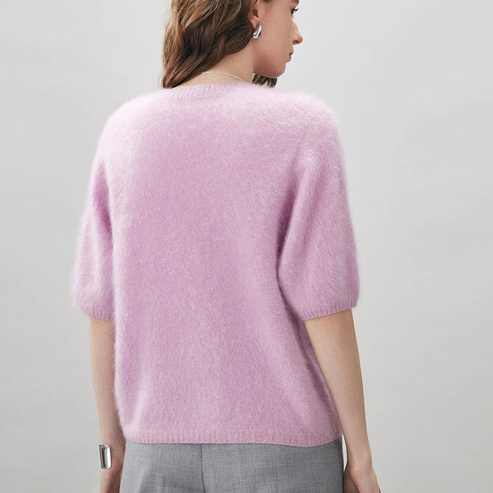 COMOBOCA Women's Wool Seamless Brushed Half Sleeve Knit Sweater