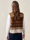 COMOBOCA 100% Wool Women's Vintage Fair Isle Knit Vest