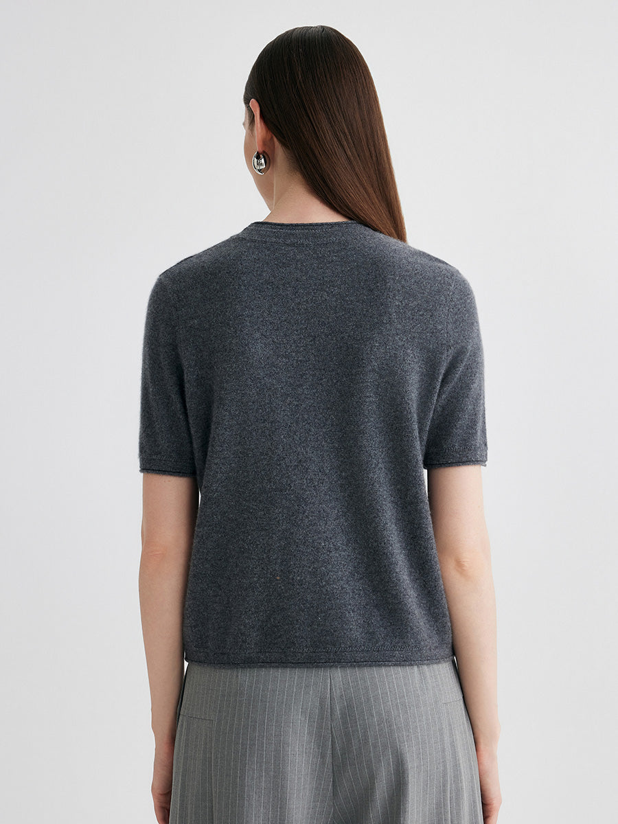 COMOBOCA 100% Cashmere Women's Round Neck T-Shirt