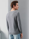 COMOBOCA 100% Cashmere Men's Ribbed Round Neck Knit Sweater