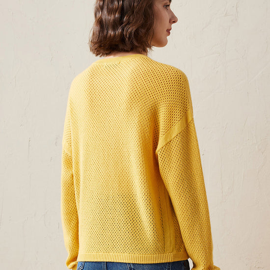 COMOBOCA 100% Cashmere Women's Breathable Mesh Sweater