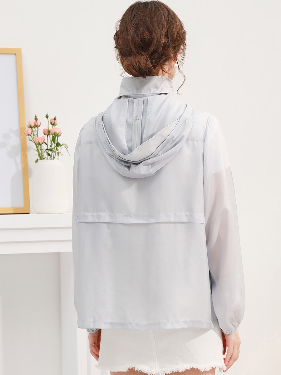 COMOBOCA 100% Mulberry Silk Women's Zip Up Hooded Jacket