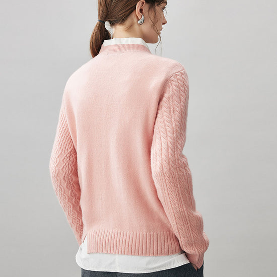 COMOBOCA 100% Cashmere Women's Cable Heart Patterned Knit Sweater