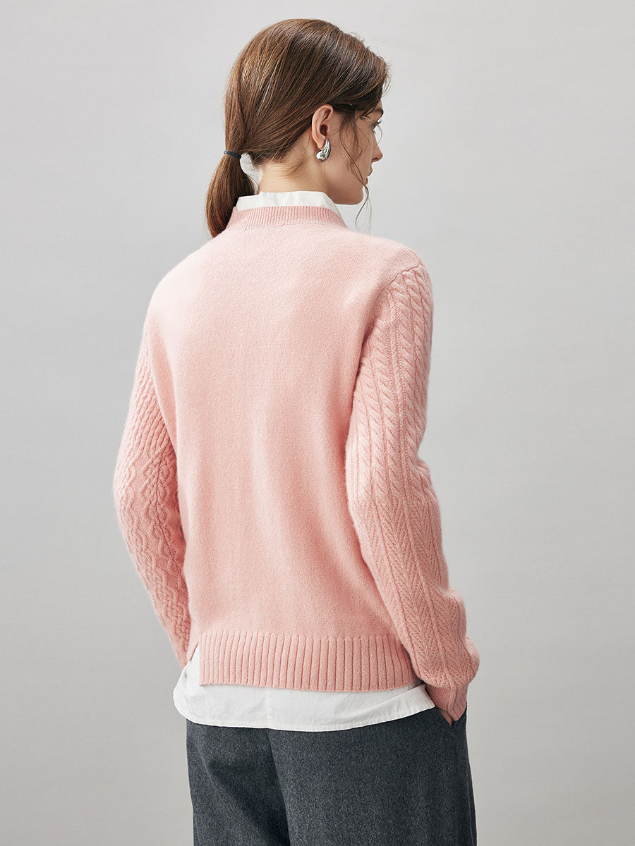 COMOBOCA 100% Cashmere Women's Cable Heart Patterned Knit Sweater