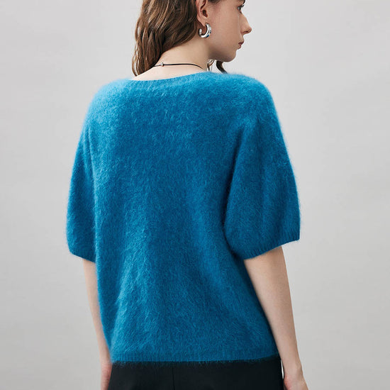 COMOBOCA Women's Wool Seamless Brushed Half Sleeve Knit Sweater