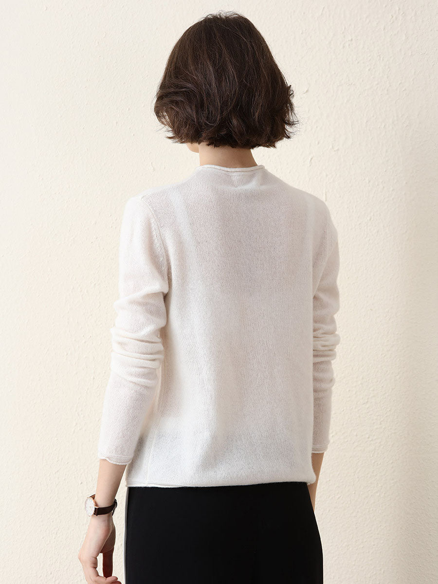 COMOBOCA 100% Cashmere Women's Round Neck Knit sweater