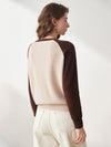 COMOBOCA 100% Wool Women's Contrast Sleeve Sweater