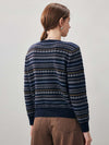 COMOBOCA 100% Cashmere Women's Fair Isle Round Neck Sweater