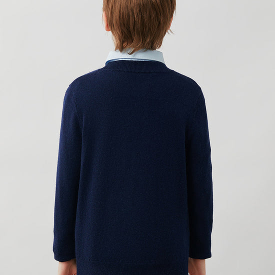 COMOBOCA 100% Wool Kids' Argyle Pattern Round Neck Sweater