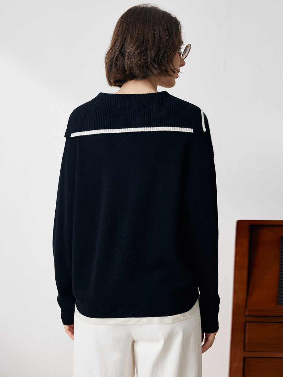 100% Cashmere Women's Sailor Collar Sweater – COMOBOCA