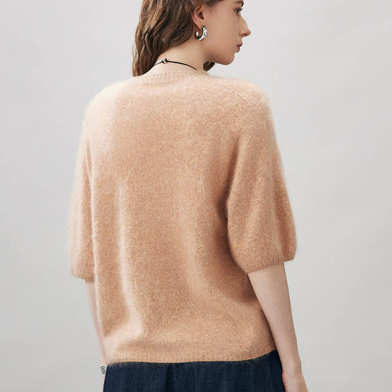 COMOBOCA Women's Wool Seamless Brushed Half Sleeve Knit Sweater