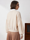 COMOBOCA 100% Cashmere Women's Puff Sleeve Knit Cardigan