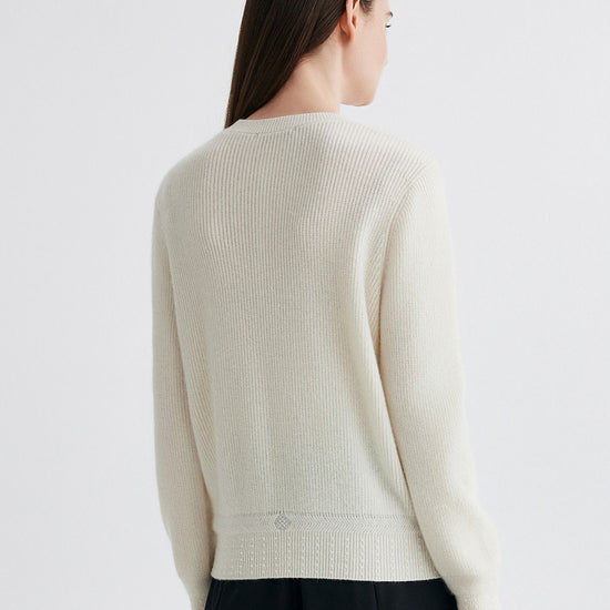 COMOBOCA 100% Cashmere Women's Argyle Patterned Round Neck Sweater