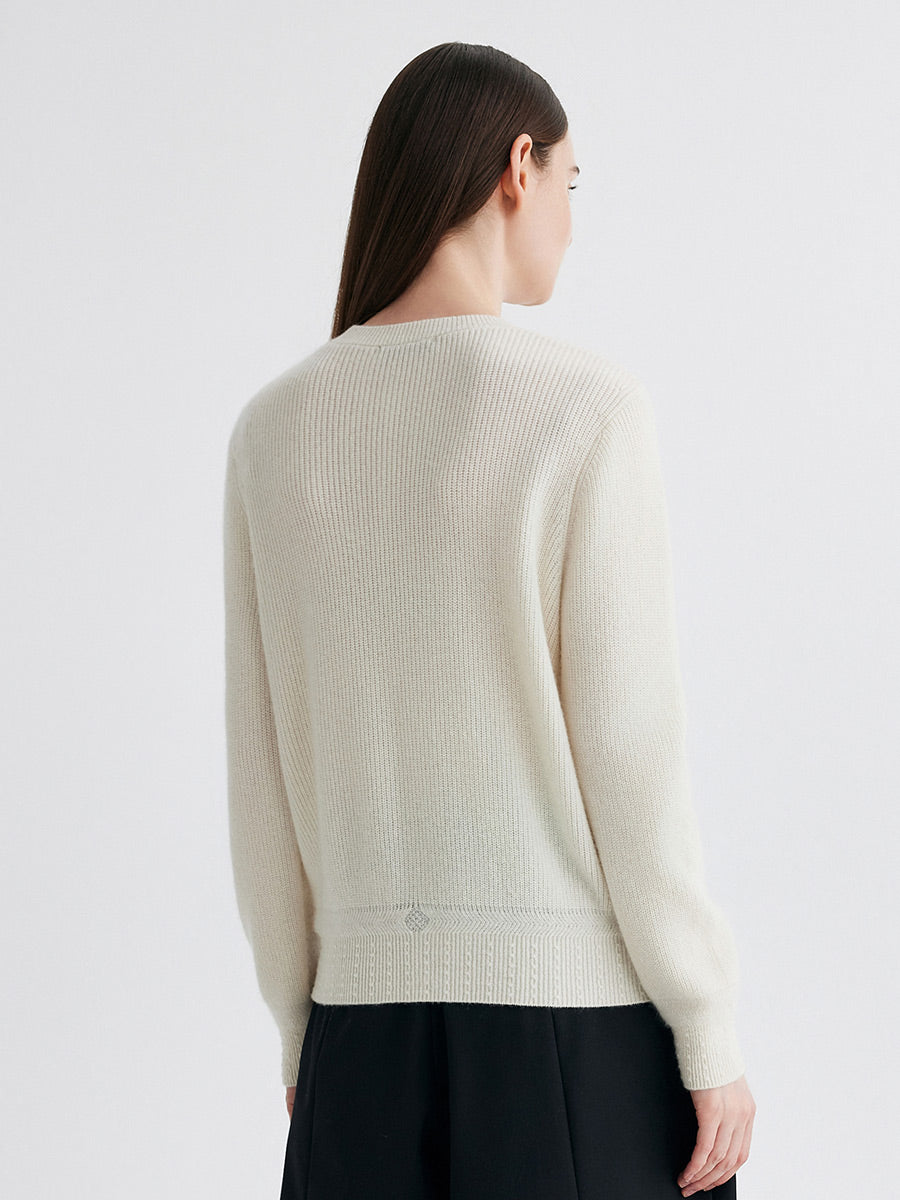 COMOBOCA 100% Cashmere Women's Argyle Patterned Round Neck Sweater