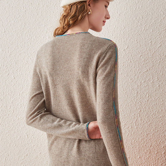 COMOBOCA 100% Cashmere Women's Sweater with Built-in Collar