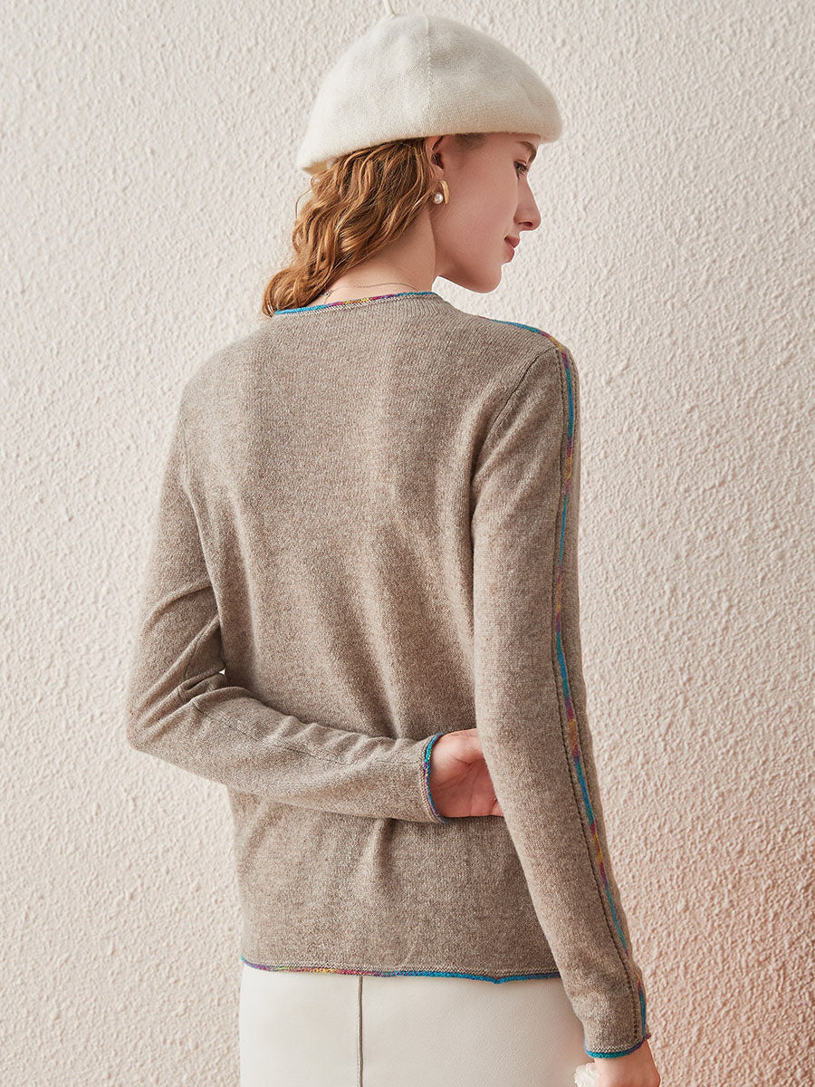 COMOBOCA 100% Cashmere Women's Sweater with Built-in Collar