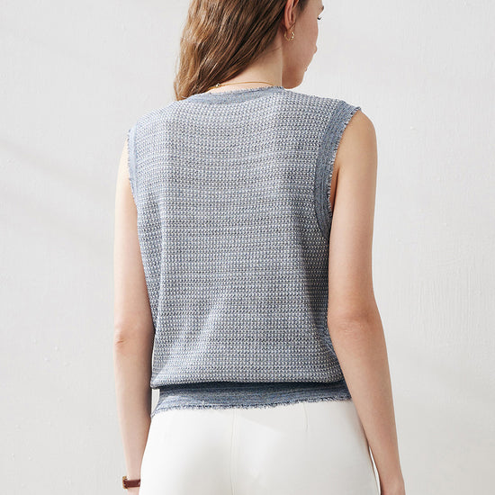 COMOBOCA Women's Frayed Edge Textured Tank Top