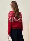 COMOBOCA 100% Wool Women's Reindeer Knit Sweater