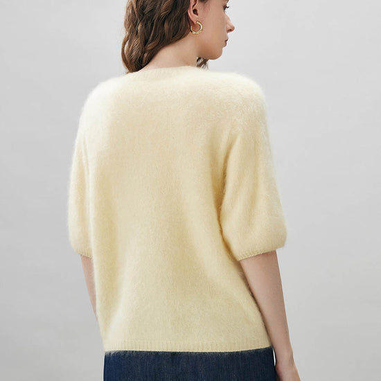 COMOBOCA Women's Wool Seamless Brushed Half Sleeve Knit Sweater