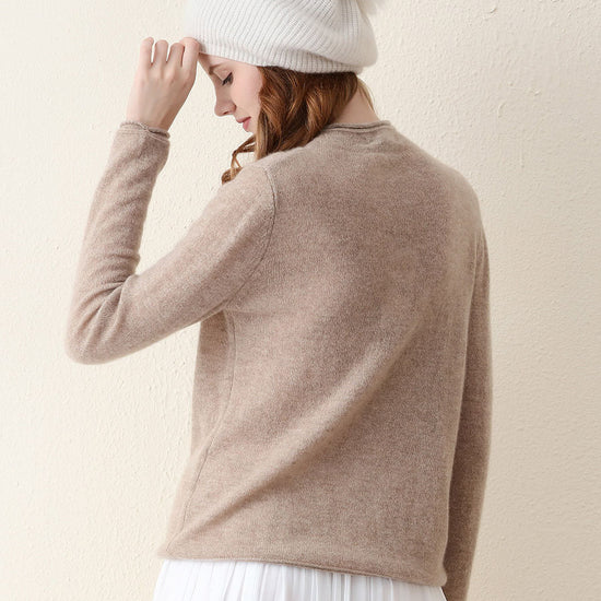 COMOBOCA 100% Cashmere Women's Round Neck Knit sweater