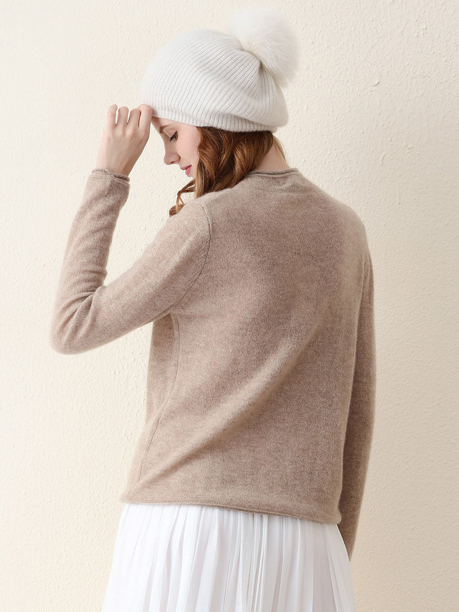 COMOBOCA 100% Cashmere Women's Round Neck Knit sweater