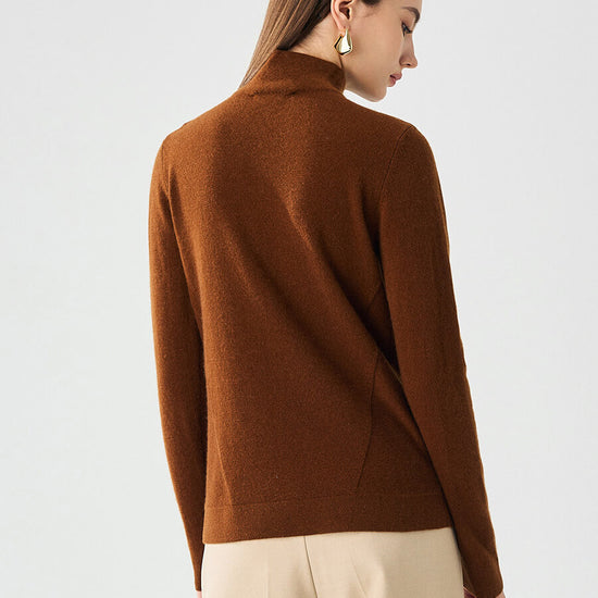 COMOBOCA 100% Cashmere Women's Half-Zip Mock Neck Pullover Sweater