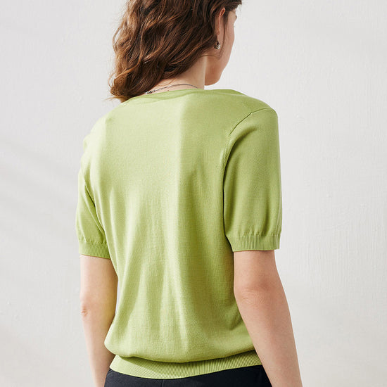 COMOBOCA Women's V-Neck Knit T-Shirt