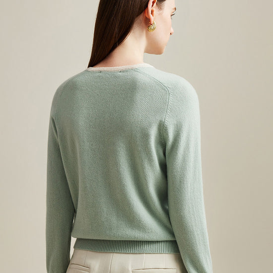 COMOBOCA 100% Cashmere Women's Button-Accent Sweater