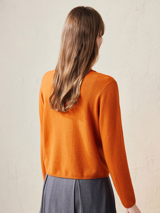 COMOBOCA 100% Wool Women's V-Neck Button Up Cardigan